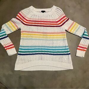 Talbots Rainbow Striped Crew Neck Sweater